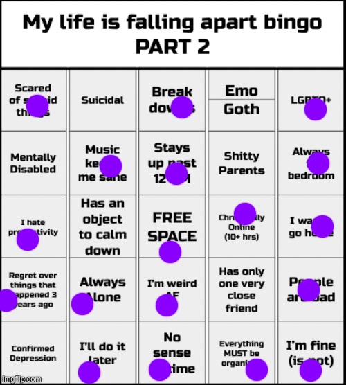 My life is falling apart bingo Part 2 | image tagged in my life is falling apart bingo part 2 | made w/ Imgflip meme maker