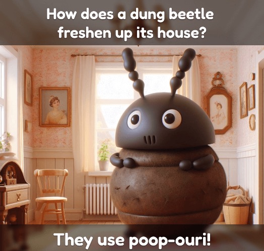 Poop-ouri | image tagged in poop,dung beetle,beetle,bad joke,bathroom humor,funny meme | made w/ Imgflip meme maker
