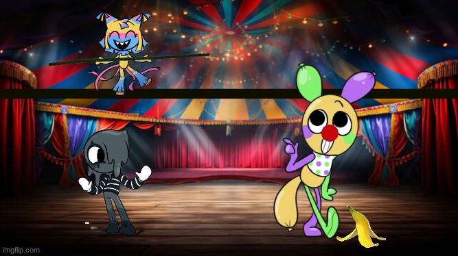 The Circus Troupe, again.mp3 | image tagged in the circus troupe,looey,yatta,blot,dandy's world | made w/ Imgflip meme maker