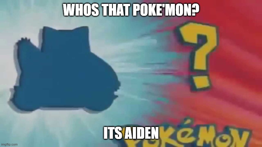 Who's that pokemon? | WHOS THAT POKE'MON? ITS AIDEN | image tagged in who's that pokemon | made w/ Imgflip meme maker