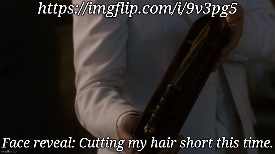 The Blonde Is Actually Showing At This Length | https://imgflip.com/i/9v3pg5; Face reveal: Cutting my hair short this time. | image tagged in asmodeus archangel blade,face reveal,haircut,blonde,brunette | made w/ Imgflip meme maker