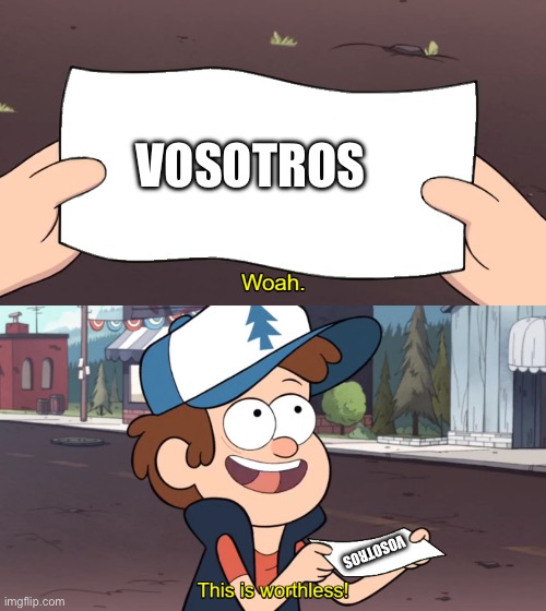 This is Worthless | VOSOTROS; VOSOTROS | image tagged in this is worthless | made w/ Imgflip meme maker
