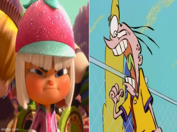 Taffyta Muttonfudge and Eddy Both Angry | image tagged in cartoon,angry,funny,wreck it ralph,ed edd n eddy | made w/ Imgflip meme maker