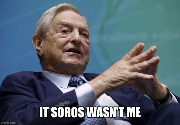 George Soros | IT SOROS WASN'T ME | image tagged in george soros | made w/ Imgflip meme maker