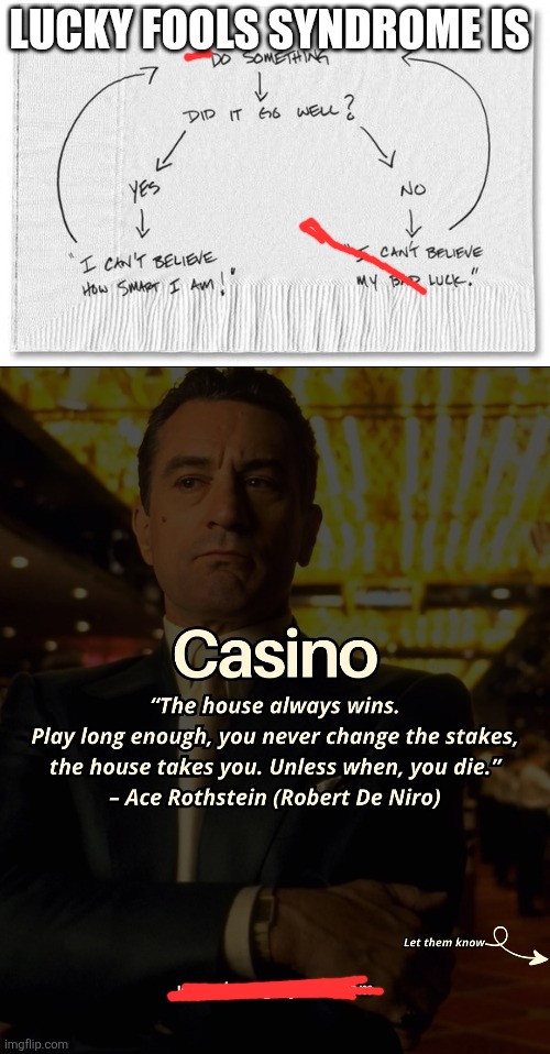 Bottom line | LUCKY FOOLS SYNDROME IS | image tagged in unlucky,fool,uno draw 25 cards,fun,robert deniro,amateurs | made w/ Imgflip meme maker