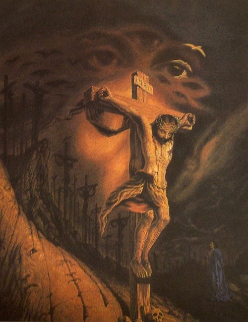 Incredible optical illusion of crucifixion | image tagged in jesus christ,god the father,holy spirit,bible,christians christianity,optical illusion | made w/ Imgflip meme maker