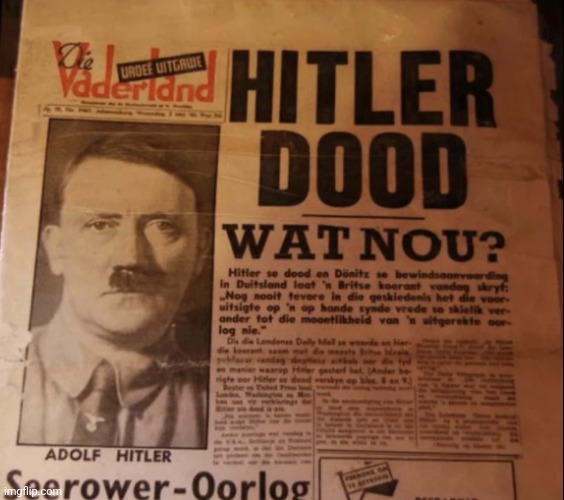Hitler Dood | image tagged in hitler dood | made w/ Imgflip meme maker
