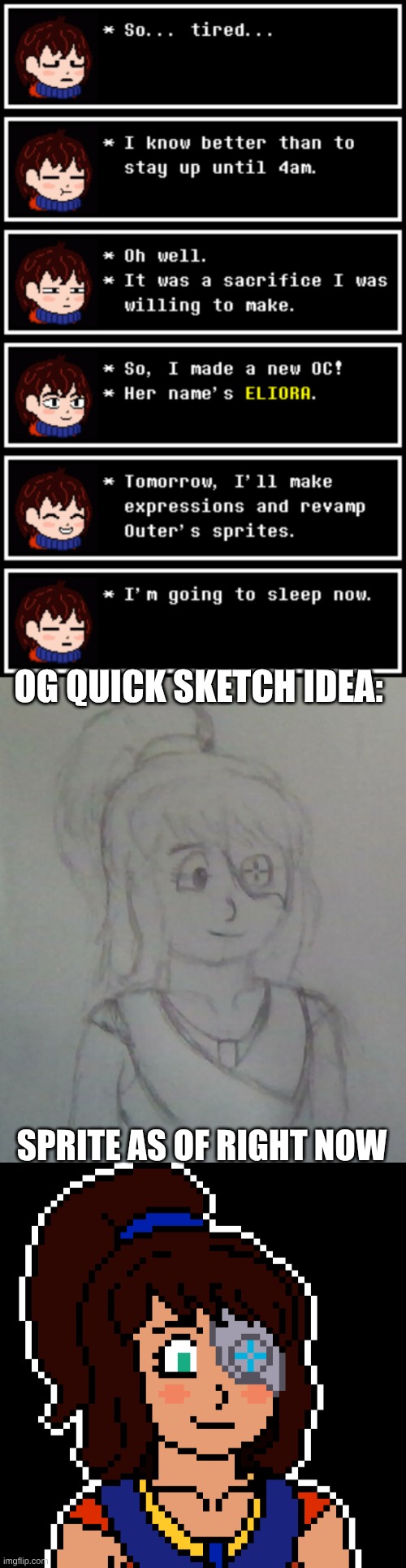 Before you start shipping us, lemme just say: NO | OG QUICK SKETCH IDEA:; SPRITE AS OF RIGHT NOW | image tagged in undertale,space,original character,what do ya think of that,stop reading the tags | made w/ Imgflip meme maker