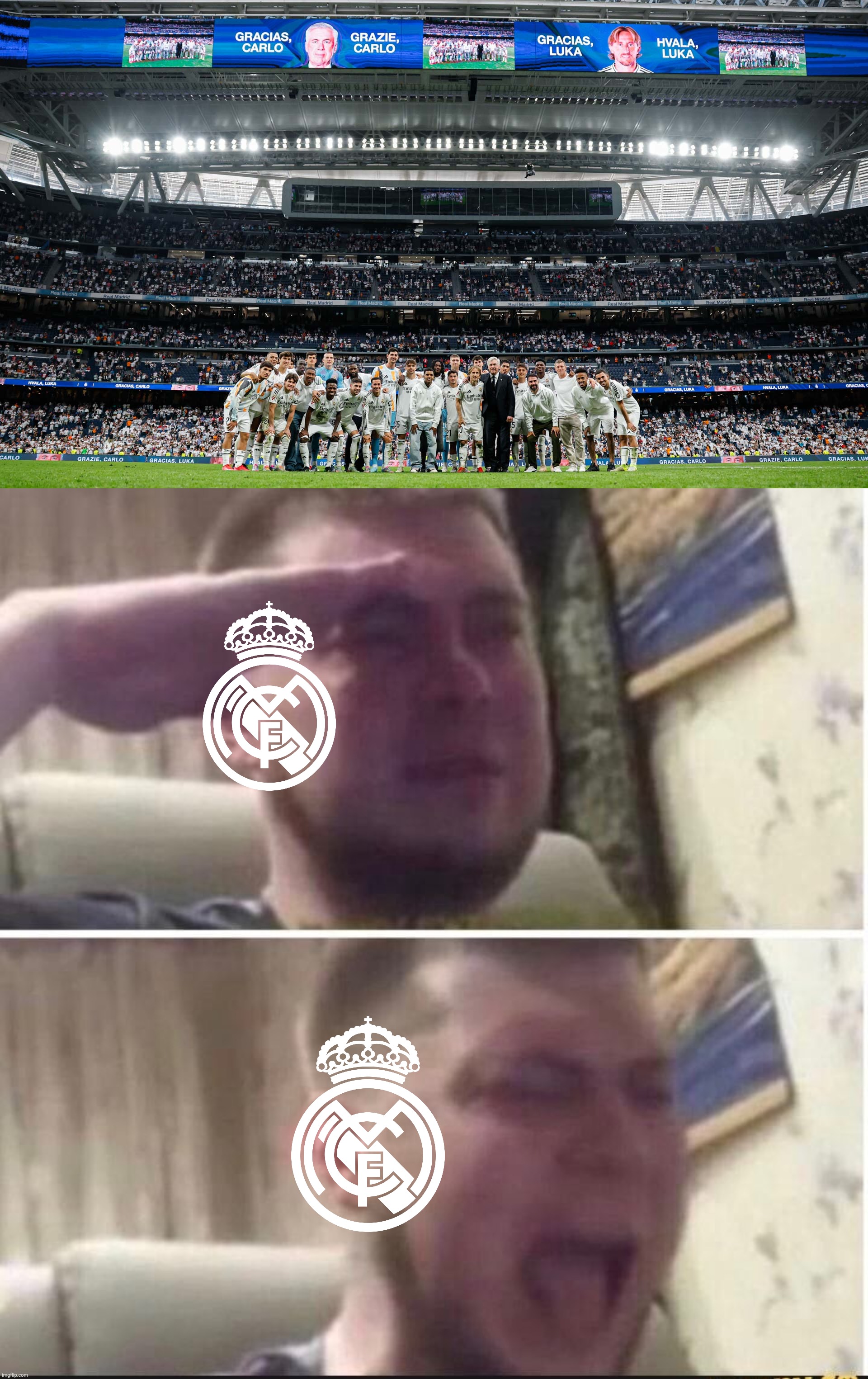 Every Madridista reaction when Modric and Ancelotti's last game for Real vs Sociedad. | image tagged in crying salute,real madrid,luka modric,carlo ancelotti,laliga,sports | made w/ Imgflip meme maker