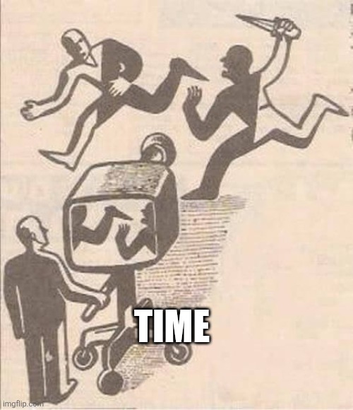 cameraman showing shit wrong | TIME | image tagged in cameraman showing shit wrong | made w/ Imgflip meme maker