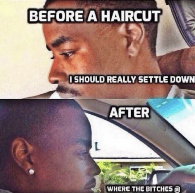 Before a haircut Blank Meme Template
