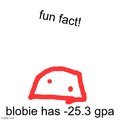Maxies fun fact! | blobie has -25.3 gpa | image tagged in maxies fun fact | made w/ Imgflip meme maker