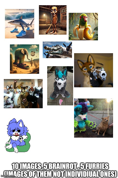 I did the deed | 10 IMAGES ,5 BRAINROT , 5 FURRIES (IMAGES OF THEM NOT INDIVIDIUAL ONES) | made w/ Imgflip meme maker