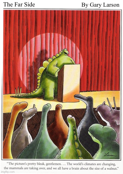 The Far Side; By Gary Larson | image tagged in comics,the far side,dinosaurs | made w/ Imgflip meme maker