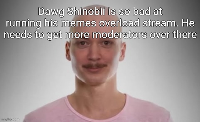 Bald Jimmyhere | Dawg Shinobii is so bad at running his memes overload stream. He needs to get more moderators over there | image tagged in bald jimmyhere | made w/ Imgflip meme maker
