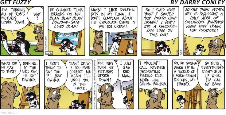 image tagged in comics,get fuzzy,cat and dog,revenge | made w/ Imgflip meme maker
