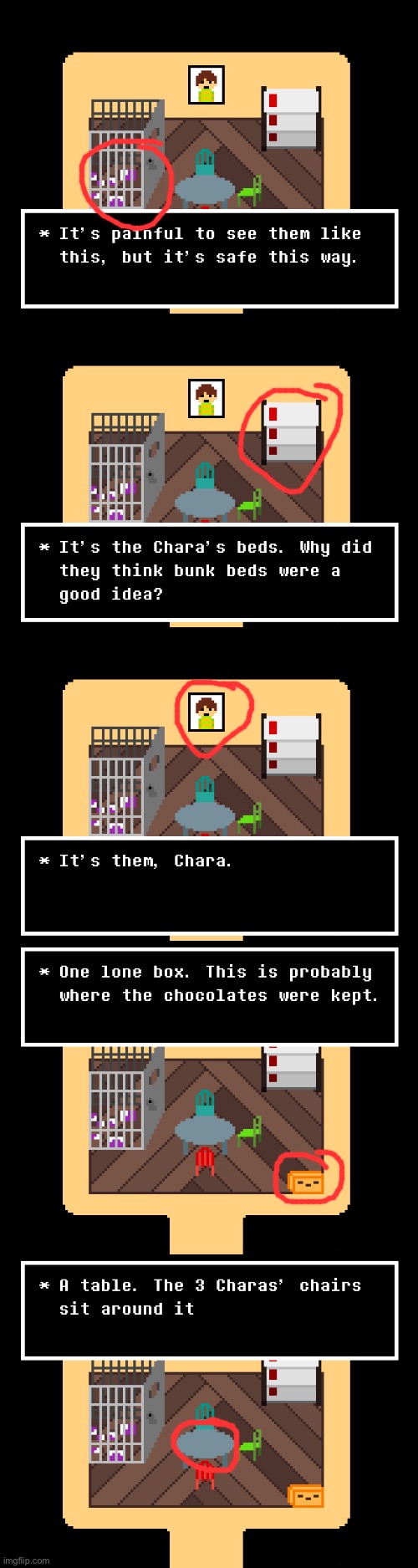 I did interactions for Chara, Red, and Mini’s room too | made w/ Imgflip meme maker