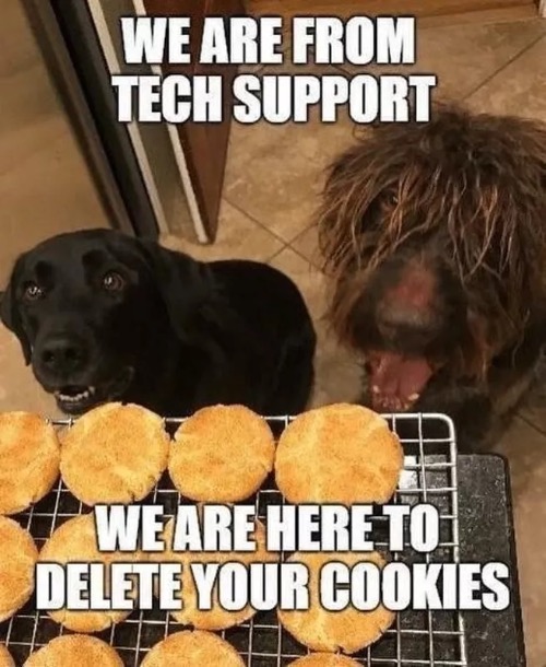 Cookie Deleters | image tagged in dogs,funny dogs,cookies,deleted,food,eating | made w/ Imgflip meme maker