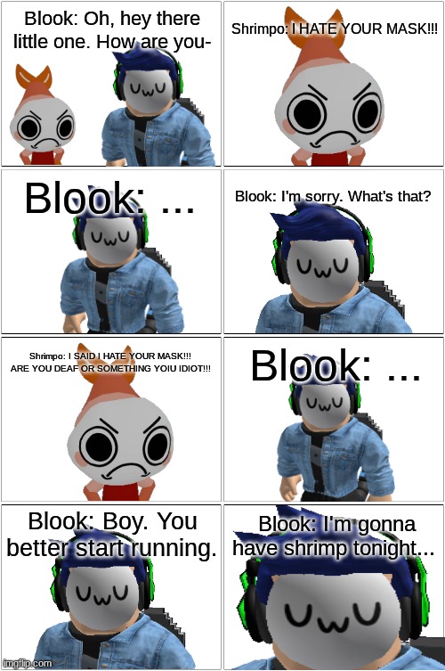 Blook meets Shrimpo.mp3 | image tagged in comic,blook,shrimpo | made w/ Imgflip meme maker