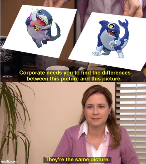 Orcane And Jeff The Landshark Share a Vibe | image tagged in memes,they're the same picture | made w/ Imgflip meme maker