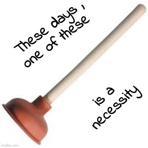 Plunger | These days ,
one of these is a necessity | image tagged in plunger | made w/ Imgflip meme maker