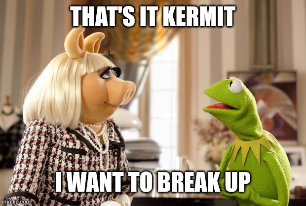 Kermit & Ms. Piggy | THAT'S IT KERMIT I WANT TO BREAK UP | image tagged in kermit ms piggy | made w/ Imgflip meme maker