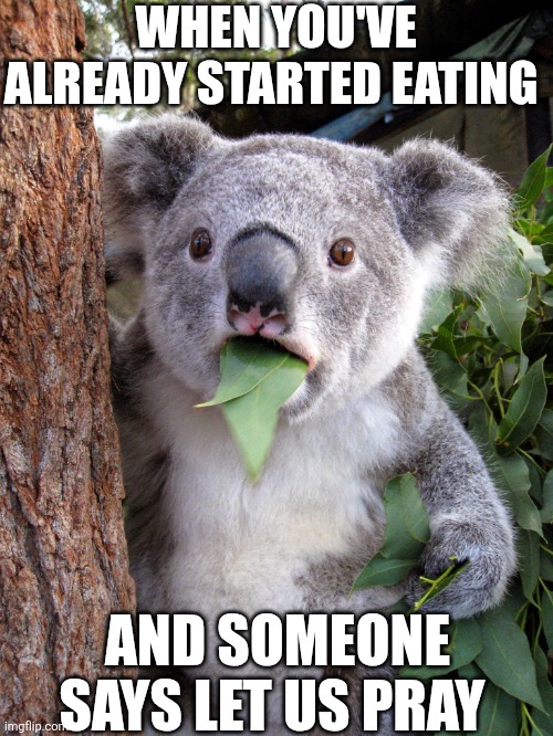 When You've Already Started Eating And Someone Says Let Us Pray | WHEN YOU'VE ALREADY STARTED EATING; AND SOMEONE SAYS LET US PRAY | image tagged in chrisjoines1 | made w/ Imgflip meme maker