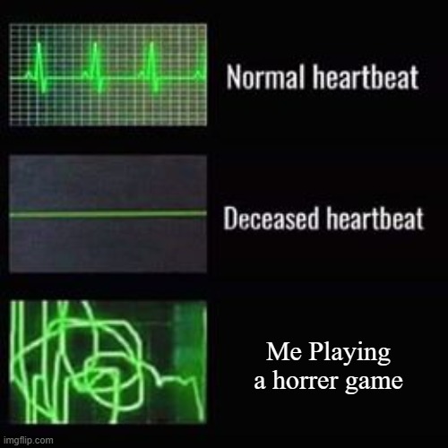 Heartbeat Rate (Perfect) | Me Playing a horrer game | image tagged in heartbeat rate perfect | made w/ Imgflip meme maker