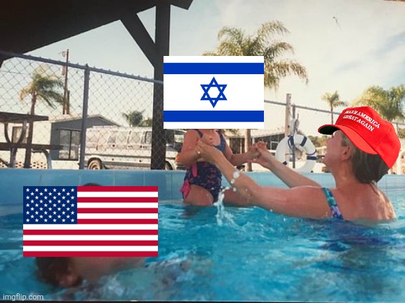 Republicans are NOT "America First" | image tagged in drowning kid in the pool,maga,donald trump,israel,conservative hypocrisy | made w/ Imgflip meme maker