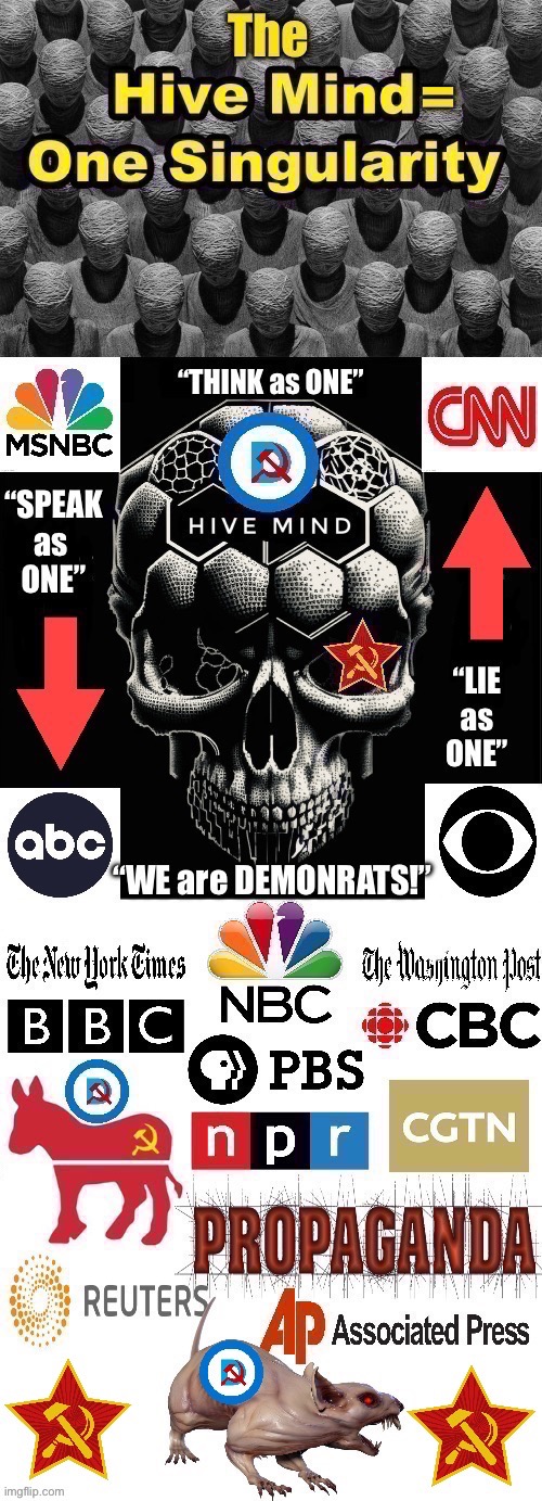 image tagged in political meme,media lies,hive mind,group think,propaganda,demonrats | made w/ Imgflip meme maker