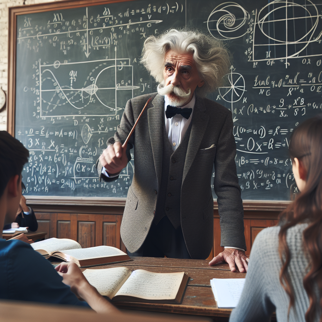 Einstein is explaining in an exam the special relativity Blank Meme Template