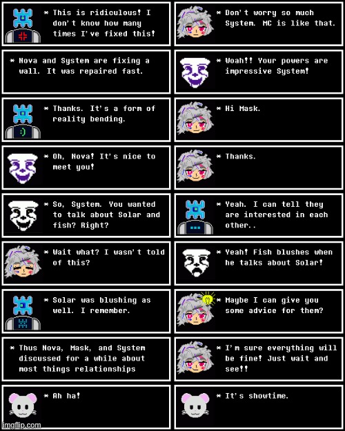 Mask and System take helpful advice | image tagged in astro was elected as the rightful leader of the tags | made w/ Imgflip meme maker