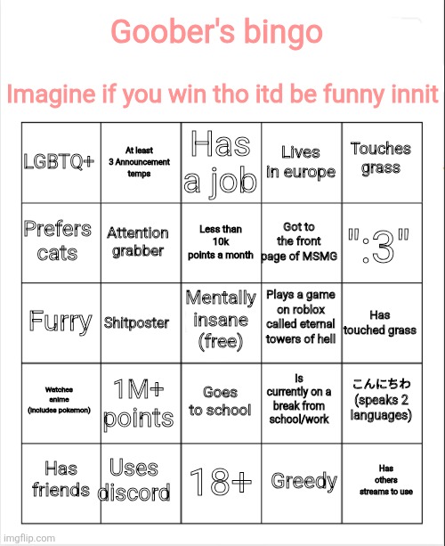 High Quality My bingo Blank Meme Template