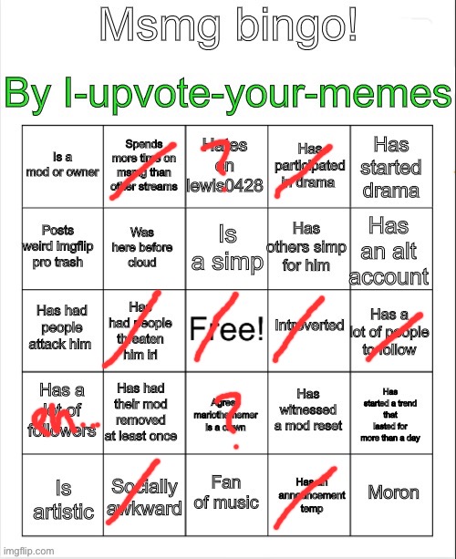 Msmg bingo | image tagged in msmg bingo | made w/ Imgflip meme maker