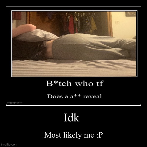 Idk | Most likely me :P | image tagged in funny,demotivationals | made w/ Imgflip demotivational maker