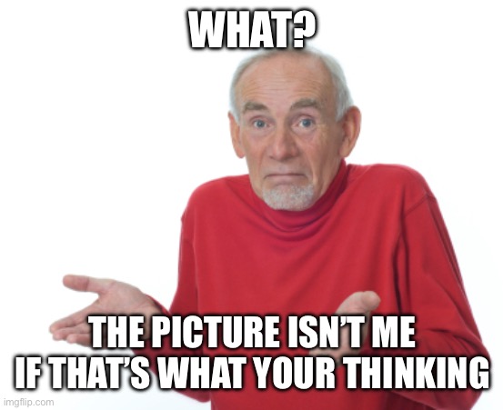 Guess I'll die  | WHAT? THE PICTURE ISN’T ME IF THAT’S WHAT YOUR THINKING | image tagged in guess i'll die | made w/ Imgflip meme maker