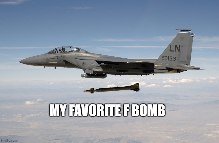 AIRSTRIKE! | MY FAVORITE F BOMB | image tagged in f15 bomb | made w/ Imgflip meme maker