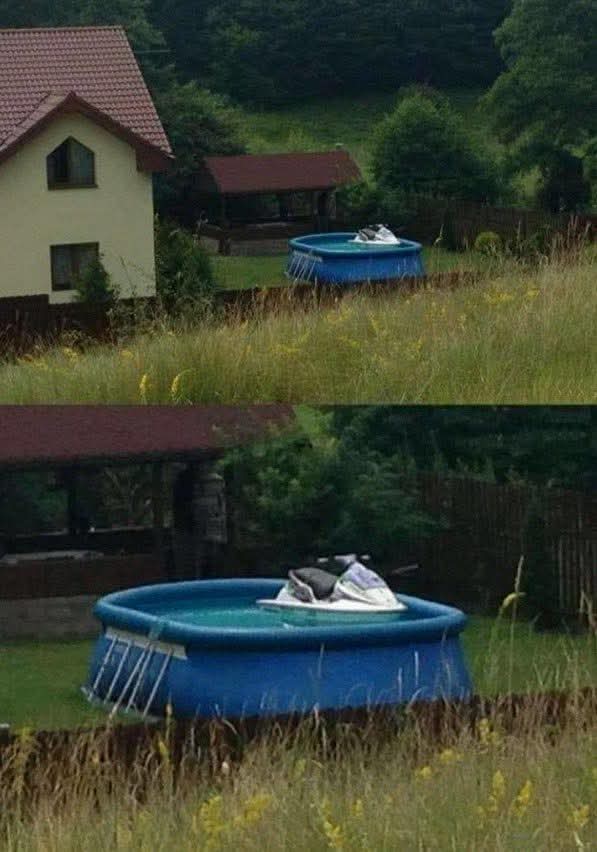 Jetski in a pool Blank Meme Template