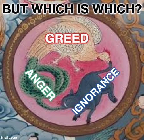 GREED ANGER IGNORANCE BUT WHICH IS WHICH? | made w/ Imgflip meme maker