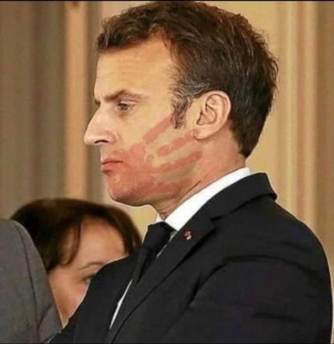 Macron after being slapped Blank Meme Template