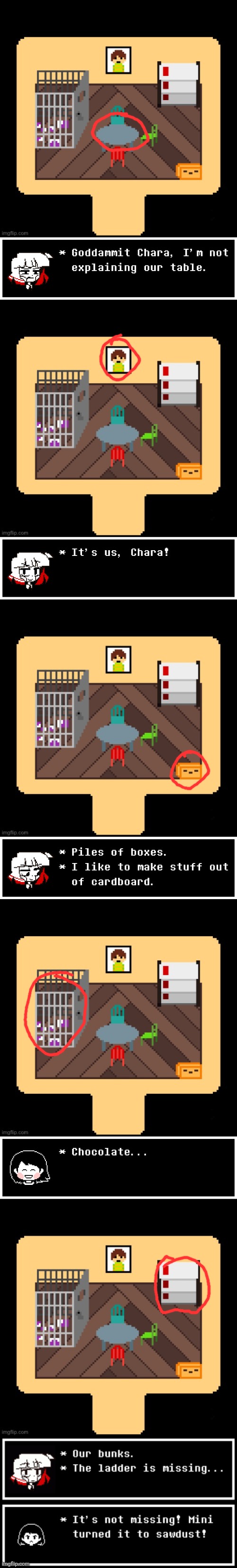 Charas' room with interactions! | image tagged in undertale | made w/ Imgflip meme maker