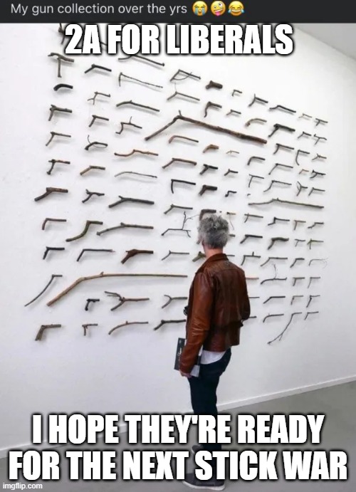 2A for Liberals | 2A FOR LIBERALS; I HOPE THEY'RE READY FOR THE NEXT STICK WAR | image tagged in 2a for liberals | made w/ Imgflip meme maker