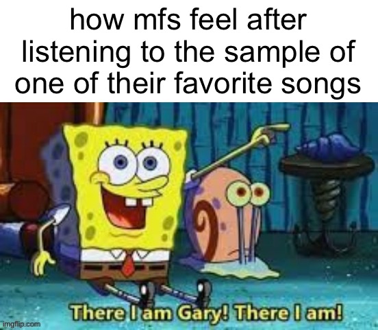 (i’m mfs) | how mfs feel after listening to the sample of one of their favorite songs | image tagged in there i am gary | made w/ Imgflip meme maker