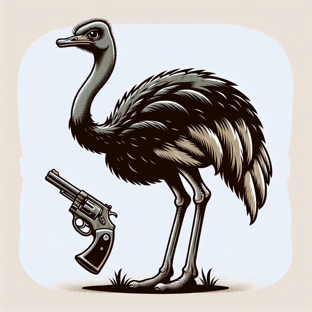 Ostrich holding gun Blank Meme Template