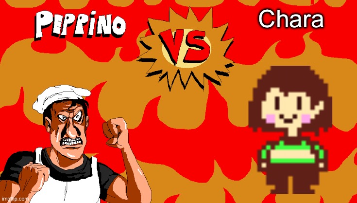 Peppino VS Blank | Chara | image tagged in peppino vs blank | made w/ Imgflip meme maker