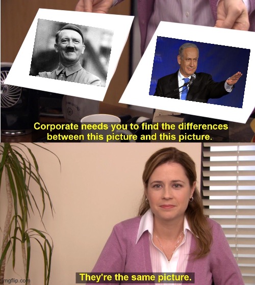 Hitler-Netanyahu Comparison | image tagged in memes,they're the same picture,dna,genetics,adolf hitler,palestine | made w/ Imgflip meme maker