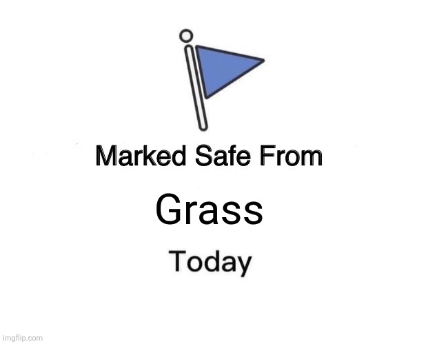 Congratulations, you're safe! | Grass | image tagged in memes,marked safe from,touch grass,grass,gaming,video games | made w/ Imgflip meme maker
