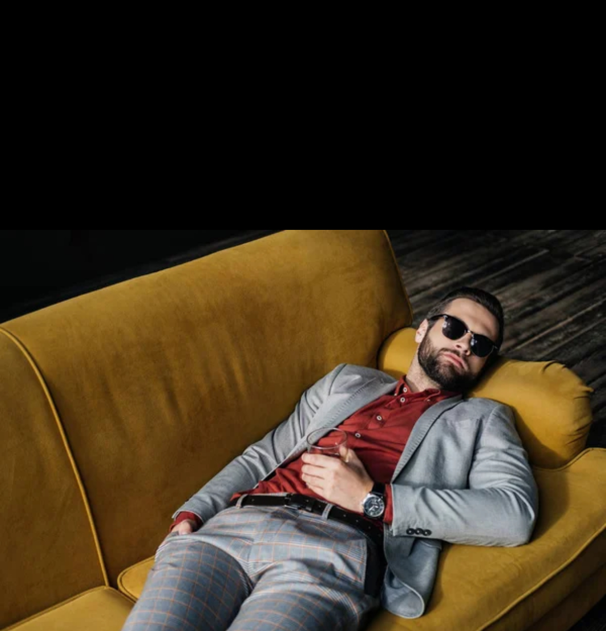 High Quality Guy on couch with glasses. Blank Meme Template