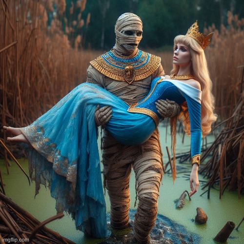 The princess and the mummy | image tagged in disney,princess,aurora,universal,egyptian,the mummy | made w/ Imgflip meme maker