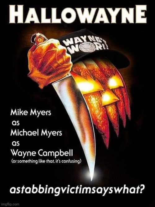 A Crossover We Need | image tagged in movies,halloween,wayne's world,slasher flick,scary,party on | made w/ Imgflip meme maker